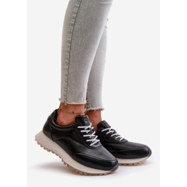 Damen Sneakers Sportschuhe aus Öko-Leder Big Star OO274024 Hi-Poly System Schwarz 1