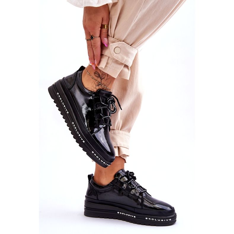 S.Barski Schwarze Chantal-Sneaker aus Lackleder 3