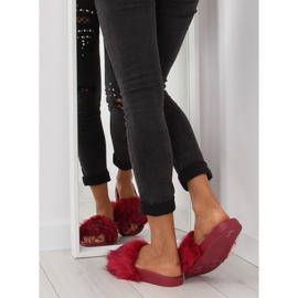 Burgund Hausschuhe mit Pelz zy383-007-1 Wein rot 1