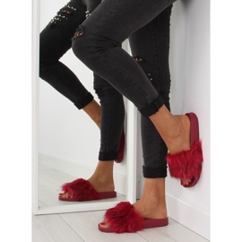 Burgund Hausschuhe mit Pelz zy383-007-1 Wein rot 2
