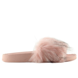 Rosa Hausschuhe mit Fell zy383-007-1 rosa 1
