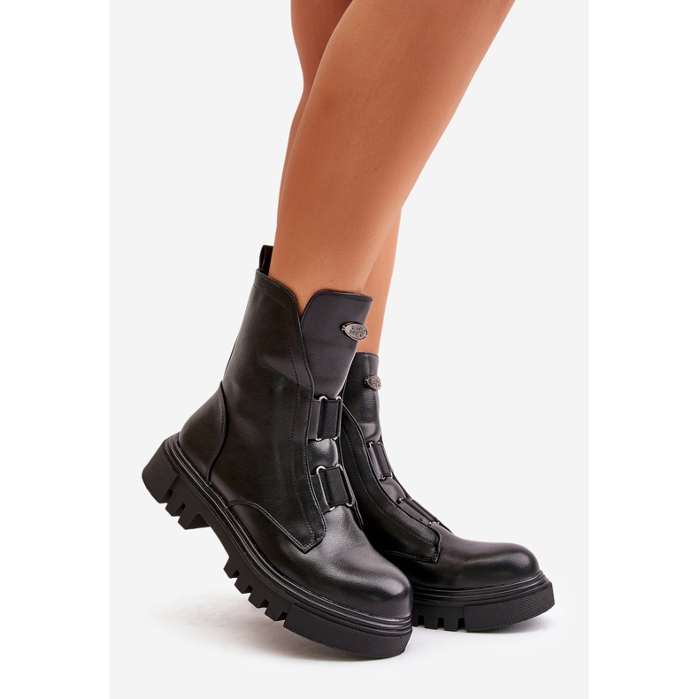 Isolierte Arbeitsstiefel für Damen mit Reißverschluss, Faux-Wildleder, Schwarz Mailyra 1