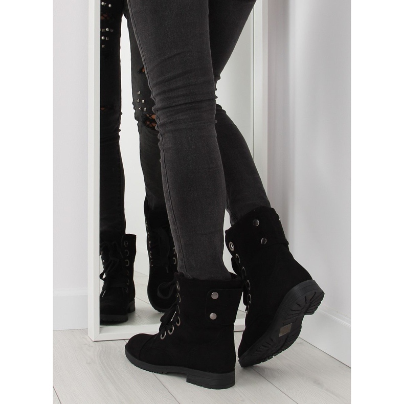 Schwarze Arbeitsstiefel mit Schnürung 8901 Schwarz 2