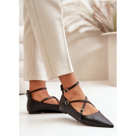 Damen-Ballerinas mit spitzer Spitze und eingewebten Riemen, Black Violra schwarz 5