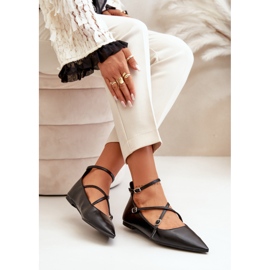 Damen-Ballerinas mit spitzer Spitze und eingewebten Riemen, Black Violra schwarz 6
