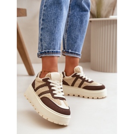 Isolierte Plateau-Sneaker für Damen mit Schaffell, braunes Daivlene 2