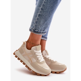 Damen-Schnürsneaker, Sportschuhe auf der Plattform, Beige Mialunae 1