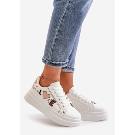 Damen-Plateau-Sneaker mit dekorativer „Love“-Inschrift, White Orlian weiß 1