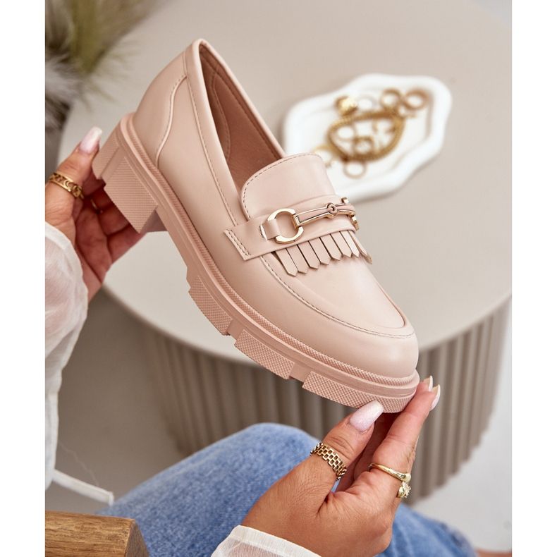 Damen-Mokassins mit beigem Lederdekor Tialorae 2