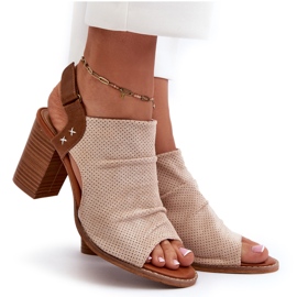 Evento Damensandalen mit Absatz Openwork Beige 4