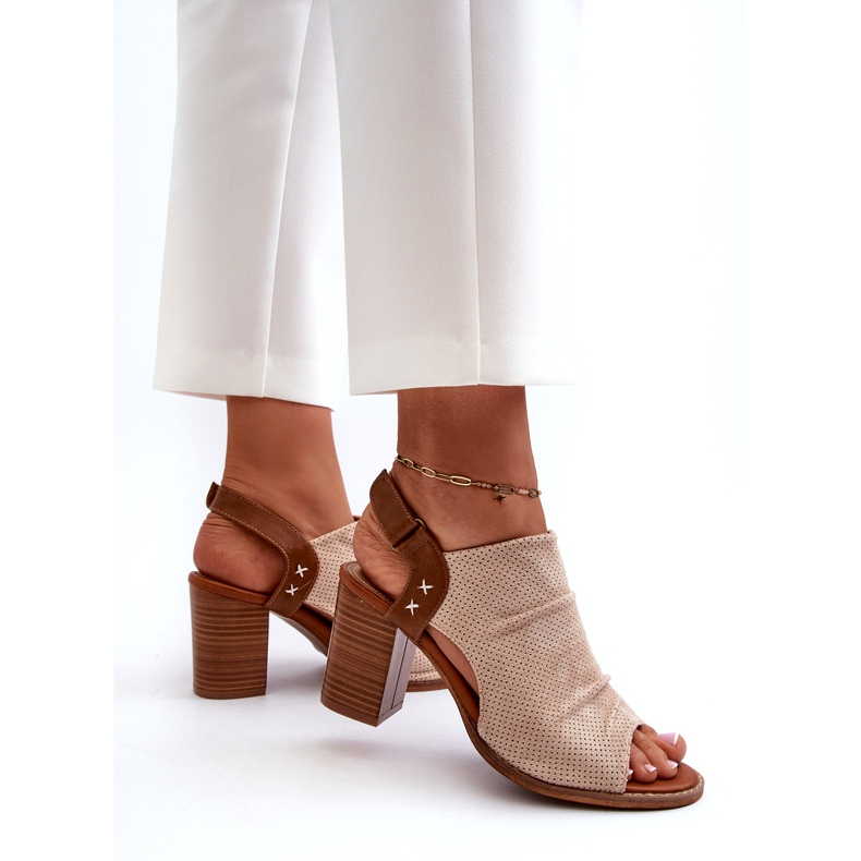 Evento Damensandalen mit Absatz Openwork Beige 2