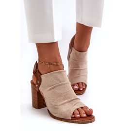 Evento Damensandalen mit Absatz Openwork Beige 1