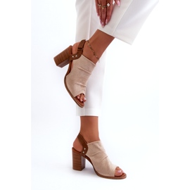Evento Damensandalen mit Absatz Openwork Beige 3