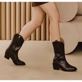 Marco Shoes Schwarze Cowboystiefel aus echtem Leder 1