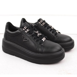 Schwarze Leder-Damenschuhe auf der Plattform Filippo DP6382 2