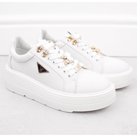 Weiße Damen-Lederschuhe auf der Plattform Filippo DP6382 2