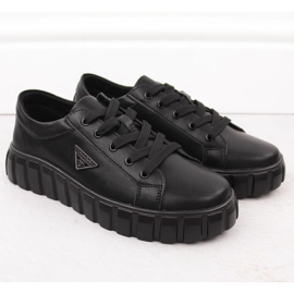 Damenschuhe aus schwarzem Leder auf der Plattform Filippo DP4670 2