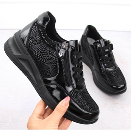 Damen-Keilschuhe aus schwarzem Leder Filippo DP6352 1