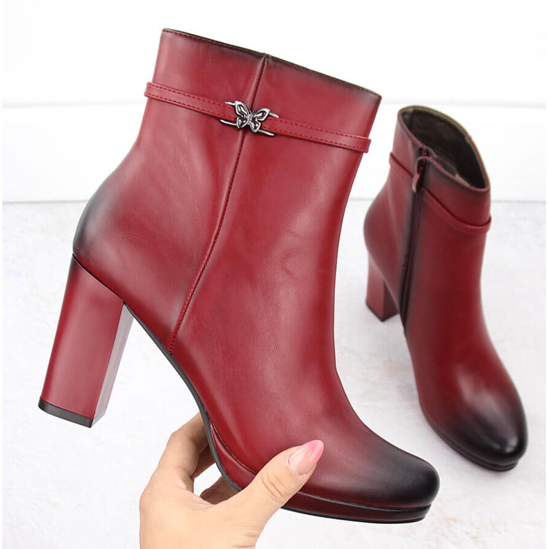 M. DASZYŃSKI Rote isolierte Damenstiefeletten M.Daszyński AF125-22 1