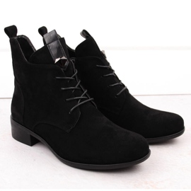 M. DASZYŃSKI Isolierte Damen-Schnür- und Reißverschlussstiefel in Schwarz M.Daszyński SA198-24 2