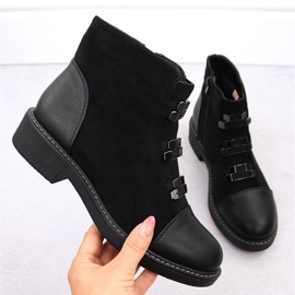 M. DASZYŃSKI Damen-Stiefeletten aus Wildleder mit Isolierung in Schwarz M.Daszyński SA252-4 1