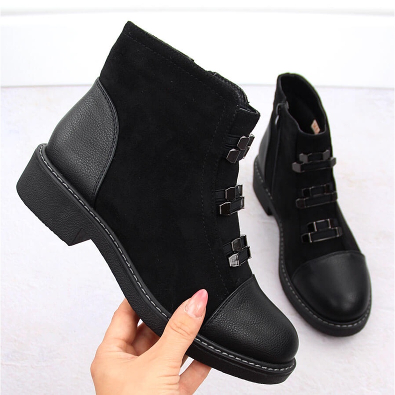 M. DASZYŃSKI Damen-Stiefeletten aus Wildleder mit Isolierung in Schwarz M.Daszyński SA252-4 1