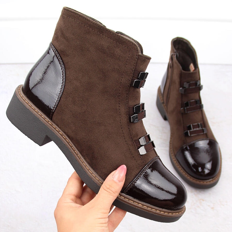 M. DASZYŃSKI Isolierte braune Damenstiefel aus Wildleder M.Daszyński SA252-4 1