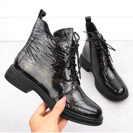 Stiefeletten aus Lackleder D&amp;A S.Barski Premium Collection LZ42-042 schwarz 1