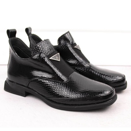 Damen-Stiefeletten aus Lackleder mit Krokodilverzierung, schwarz Filippo DBT6425 2