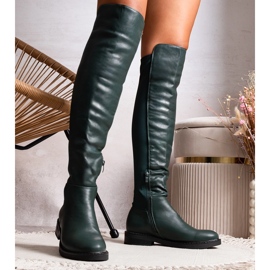 Lange grüne Stiefel aus Polmapina-Faux-Wildleder 1