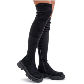 Overknee-Stiefel für Damen aus Öko-Wildleder in Schwarz Irithalla 15