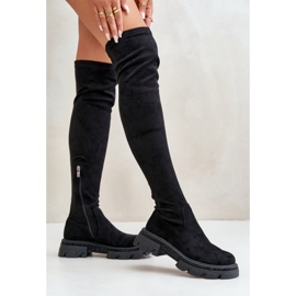 Overknee-Stiefel für Damen aus Öko-Wildleder in Schwarz Irithalla 8