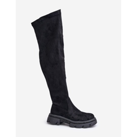 Overknee-Stiefel für Damen aus Öko-Wildleder in Schwarz Irithalla 9