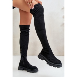 Overknee-Stiefel für Damen aus Öko-Wildleder in Schwarz Irithalla 11