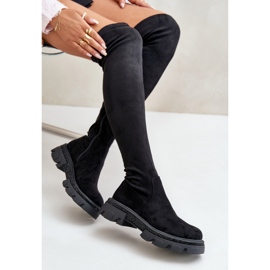 Overknee-Stiefel für Damen aus Öko-Wildleder in Schwarz Irithalla 12