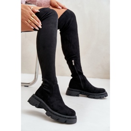 Overknee-Stiefel für Damen aus Öko-Wildleder in Schwarz Irithalla 13