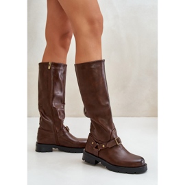 Isolierte Damenstiefel mit Reißverschluss, Öko-Leder, braun, Tialethe 4