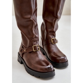 Isolierte Damenstiefel mit Reißverschluss, Öko-Leder, braun, Tialethe 8