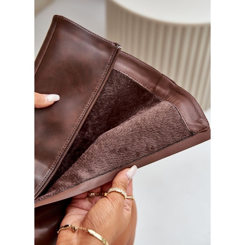 Isolierte Damenstiefel mit Reißverschluss, Öko-Leder, braun, Tialethe 2