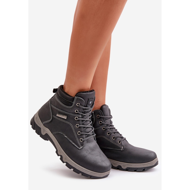 News Isolierte Trekkingschuhe für Herren aus Öko-Leder, Marineblau Neramia 1