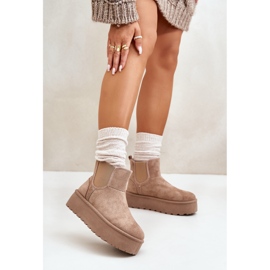 Damen-Schneestiefel mit Plateausohle und elastischen Einsätzen, dunkelbeige Rialine 2