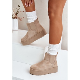 Damen-Schneestiefel mit Plateausohle und elastischen Einsätzen, hellbeige Rialine 2