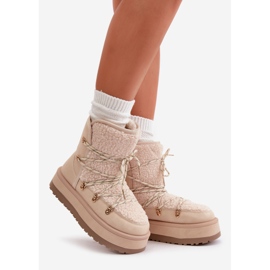 Plateau-Schneestiefel für Damen mit Schnürung, Hellbeige Riaviana 1