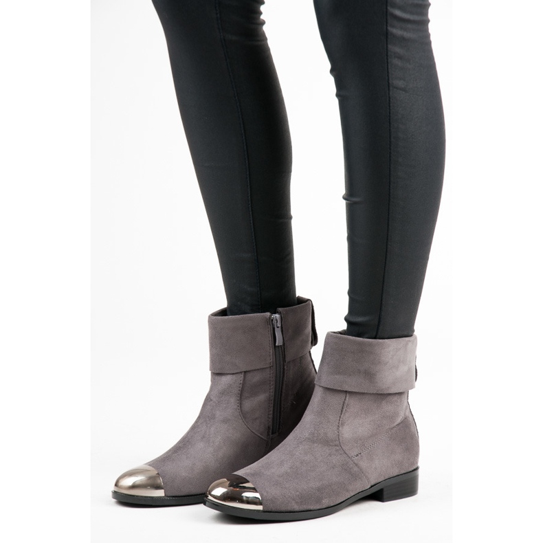 Ideal Shoes Stiefeletten aus Wildleder mit Reißverschluss grau 1