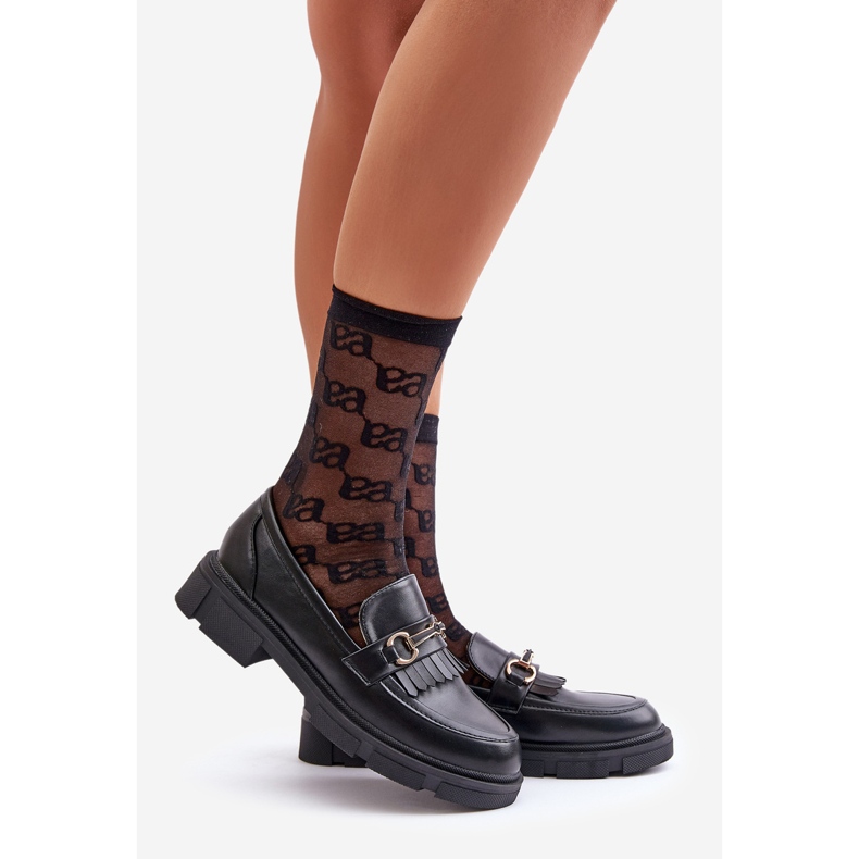 Damen-Mokassins mit Verzierung, Öko-Leder, schwarzes Tialorae 1