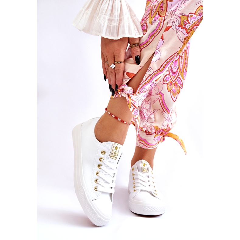 News Klassische Damen-Sneaker Weiß und Gold Ecoma 1