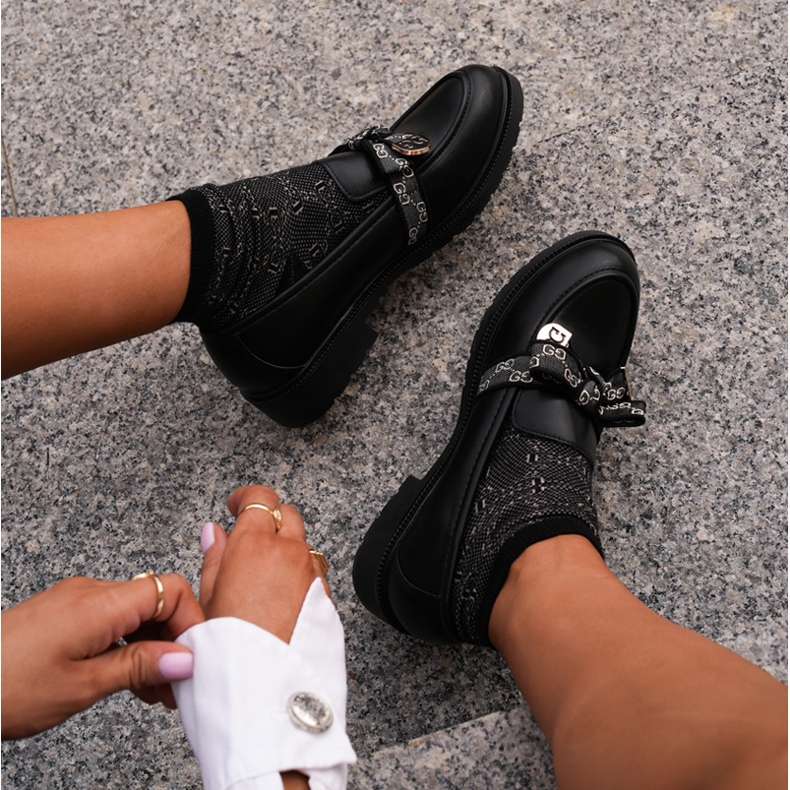 Damen Mokassins mit Schleife S.Barski HY42-331 Schwarz 2