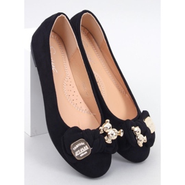 Kelee Ballerinas aus schwarzem Wildleder mit Teddybär 1