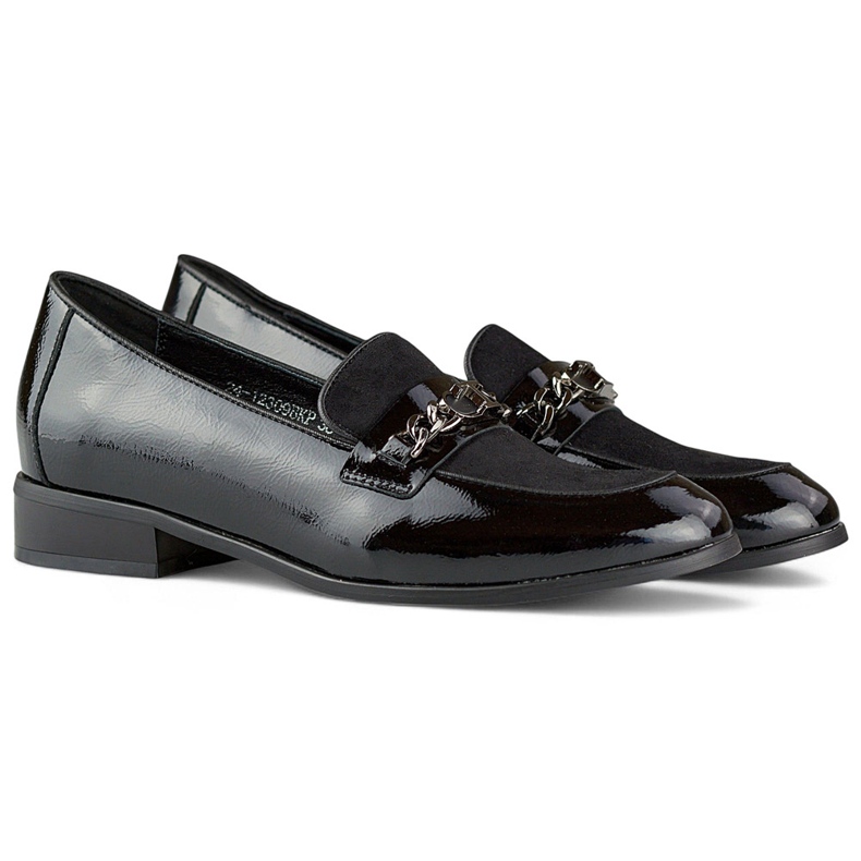 Klassische schwarze Lackschuhe für Damen 1