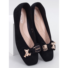 Cranny Schwarze Ballerinas mit goldenem Teddybär 1